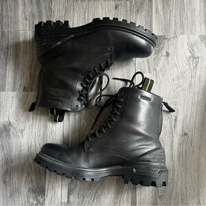 Ecco Tredtray High Cut Boots Cow Leather Combat Boots Black Women Size 6-6.5​